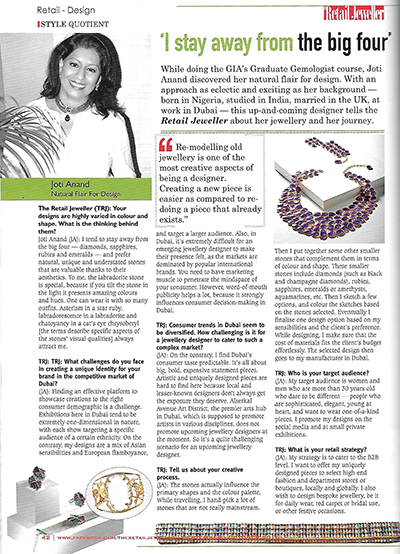 Kaina jewels interview in Retail Jeweller Magazine