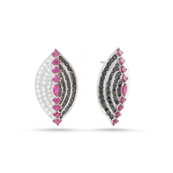 Diamonds and Ruby Almond Allure Earrings