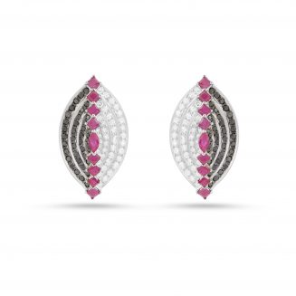 Diamonds and Ruby Almond Allure Earrings