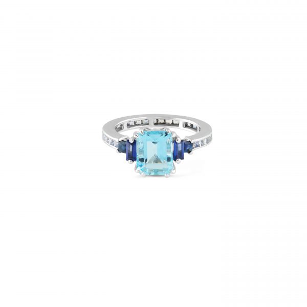 Aquamarine and Sapphire ring Kaina Jewels