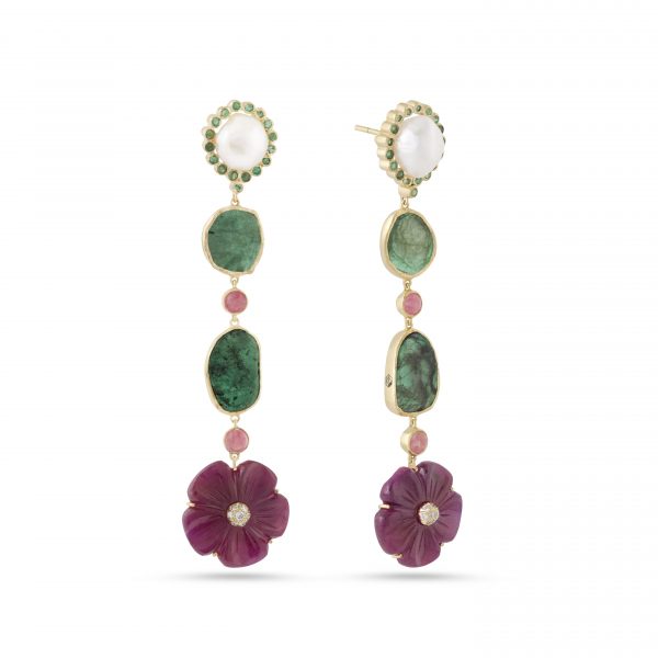 Blooming Ruby Earrings Kaina Jewels Dubai