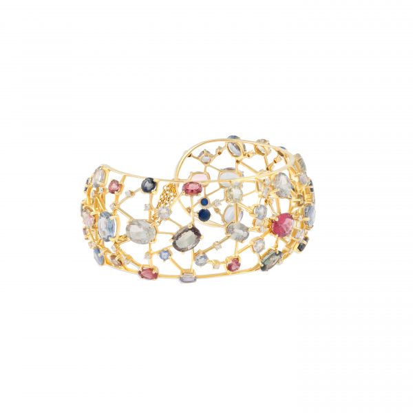 Diamonds, Sapphire and Pink Tourmaline Cuffs