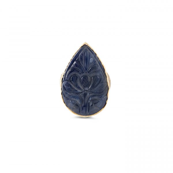 Carved Sapphire ring Kaina Jewels