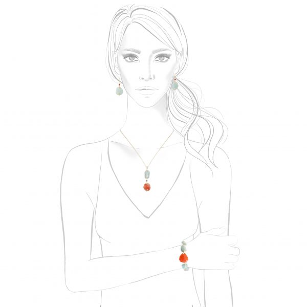 Diamonds , Aquamarine and Carnelian Jewelry Set