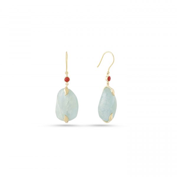 Coral and Aquamarine earrings Kaina Jewel