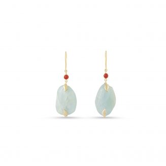 Coral and Aquamarine earrings Kaina Jewel