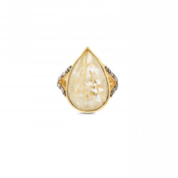 Golden Rutilated Quartz Ring Kaina Jewels Dubai