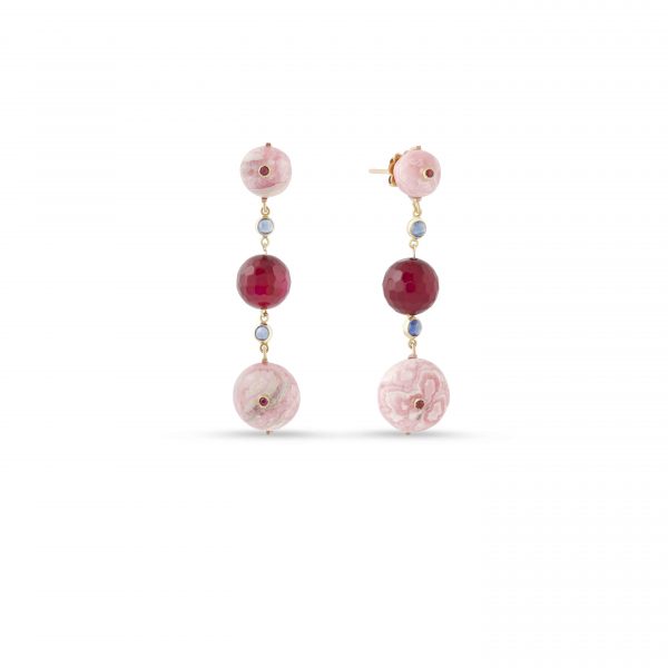 Rose Quartz and Sapphires earrings Kaina Jewels