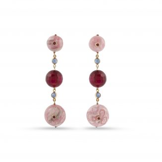 Rose Quartz and Sapphires earrings Kaina Jewels