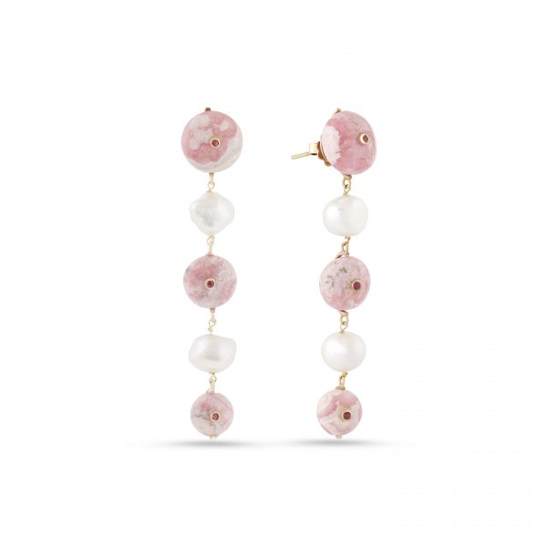 Ruby & Pearl Raining Roses Earrings Kaina Jewels