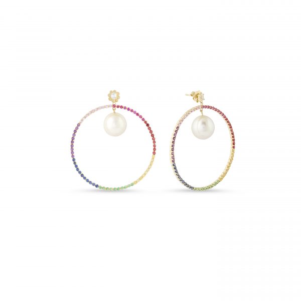 Diamond & Pearls Rainbow earrings Kaina Jewels