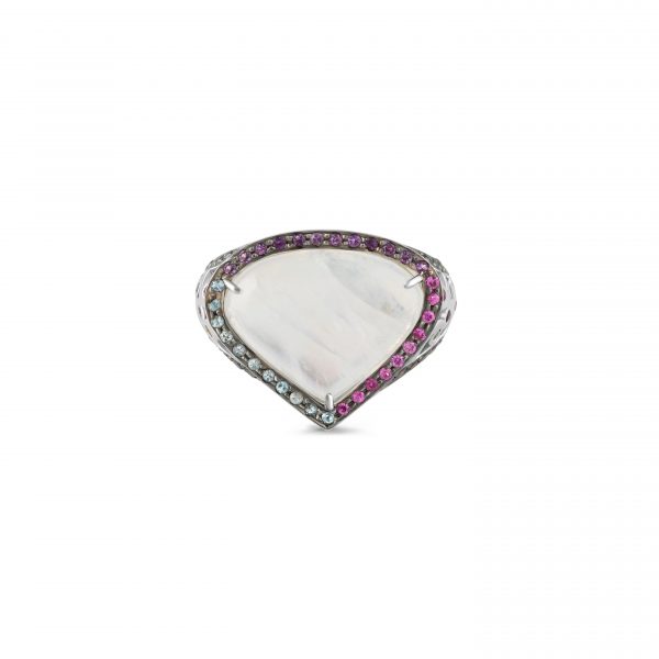 Black Diamonds Pink Sapphires Ring Kaina Jewels Dubai