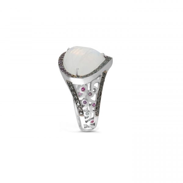 Black Diamonds Pink Sapphires Ring Kaina Jewels Dubai