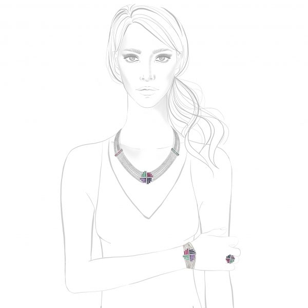 Diamonds, Ruby, Emerald, Sapphire and Amethyst Necklace Kaina Jewels Dubai UAE